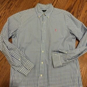 Ralph Lauren Blue and White Gingham Button-Down Shirt